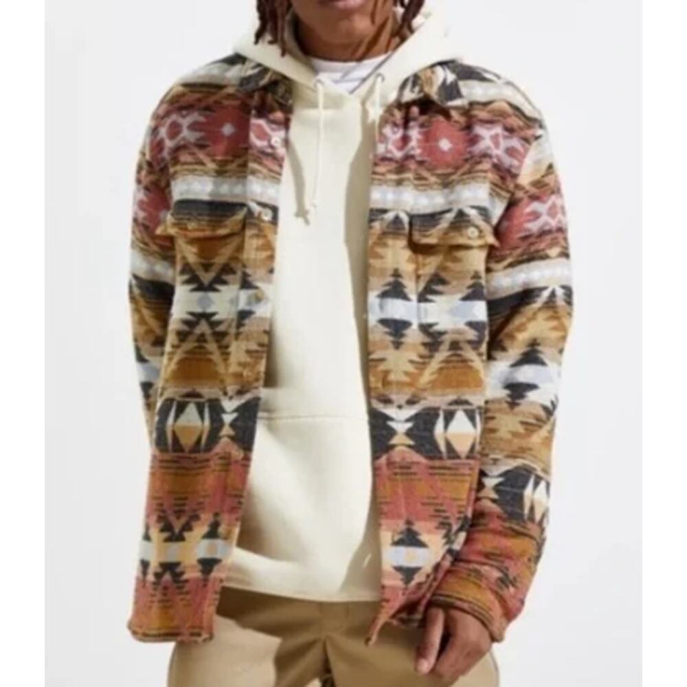 Urban Outfitters Aztec Empire Jacquard Woven Shacket Men's Sz S Multicolor